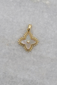 Bead Edge CZ MOP Clover Charm