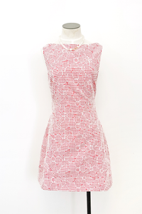 Carmine Embroidered Gingham Mini Dress