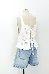 Crochet Ruffle Tie Top