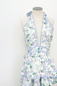 Electric Floral Tiered Halter Dress