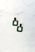 Enamel Square Green Earring