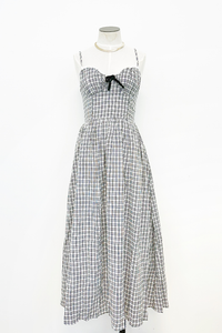 Evermore Bow Plaid Midi Dress