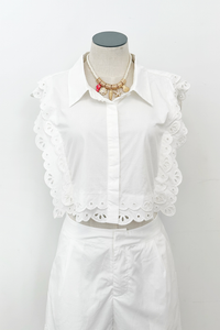 Eyelet Edge Bib Blouse