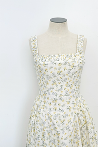 Gathered Floral Midi Dress