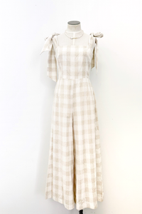 Helena Gingham Shoulder Tie Jumpsuit