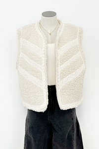 Lace Trim Shearling Vest