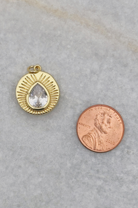 Pear CZ Coin Charm