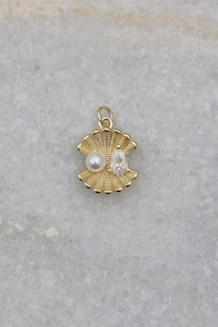 Pearl & CZ Clamshell Charm