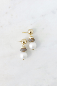 Layered Pearl & Bead Drop Earring Gold