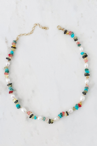 Pearl & Multi Chip Short Necklace