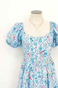 Puff Sleeve Corset Midi Dress