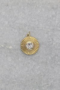 Round CZ Fluted Coin Charm