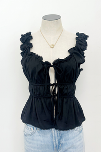 Sam Eyelet Trim Tie Front Top
