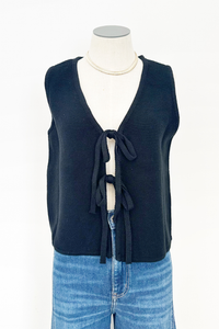 Tie Front Sleeveless Knit Vest