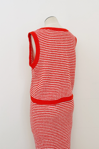 Tomato Stripe Knit Sleeveless Top