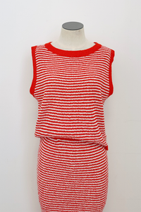 Tomato Stripe Knit Sleeveless Top
