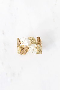 Two-Toned Leaf Raffia Cuff