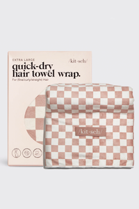 Extra Large Hair Towel-Terracotta Checker