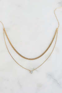 Square Pave Layer Necklace
