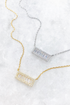 White CZ Bar Baguette Necklace