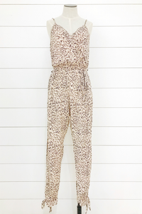 Cheetah Ankle Tie Jumpsuit