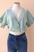 Cropped Flutter Faux Wrap Top