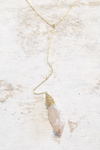 Simple Gypsum Crystal Drop Necklace - House of Lucky