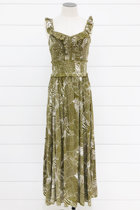 Leafy Smocked Maxi Dress