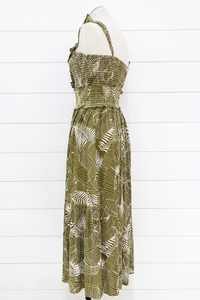 Leafy Smocked Maxi Dress