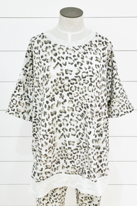 Leopard French Terry Short Sleeve Top