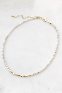 Light Pastel Bead Necklace with Gold Bead Front