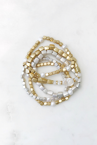Metal and Pearl Mix Bracelet Set