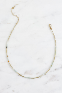 Mixed Mint & Gold Seed Bead Necklace