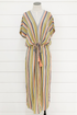 Multi Stripe Tie Waist Midi Dress