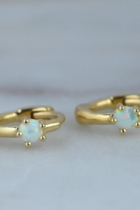 Plain Solitaire Opal Huggies