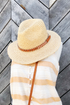 Tan Faux Leather Band Panama Hat