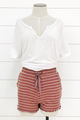 Ribbed Striped Lounge Shorts