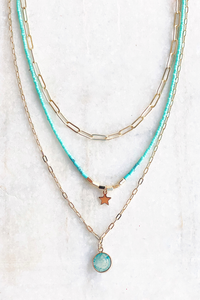 Triple Turquoise Bead Necklace