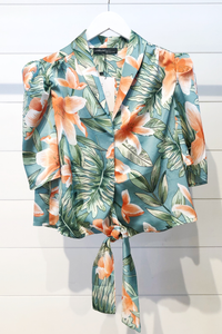 So Tropical Silky Puff Sleeve Top