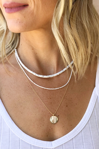 White Disc Layered Necklace